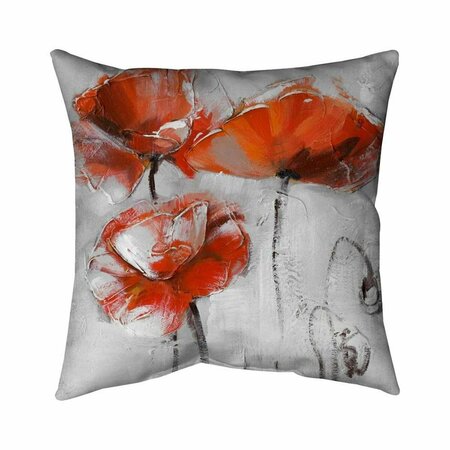 FONDO 20 x 20 in. Red Flowers-Double Sided Print Indoor Pillow FO2774051